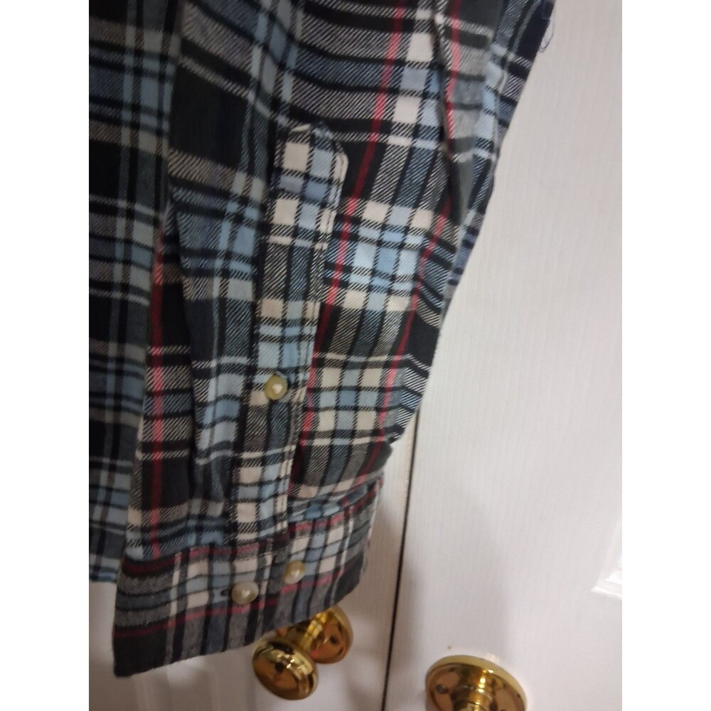 NWT Men's Mutual Weave Blue/Black Plaid Flannel Shirt Size 4XL - Picture 6 of 9